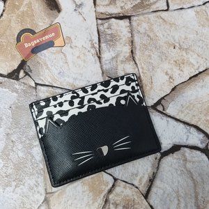 #bagsavenue Meow Cat Slim Card Holder Small Staci Black Leopard Kate Spade